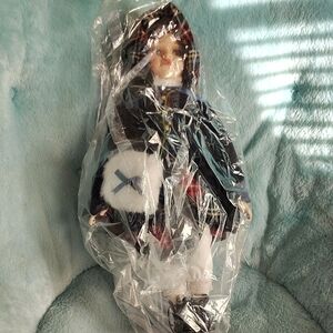 Vintage Plaid Outfit Doll with White and Black Accessories